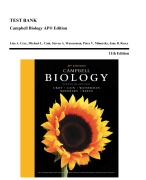 Campbell Biology Test Bank, New 11 edition By Lisa A. Urry, Michael L. Cain, Steven A. Wasserman, Peter V. Minorsky, Jane B. Reece (CHAPTERS 1-56)