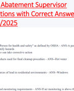 Lead Abatement Supervisor  Questions with Correct Answers  2024/2025