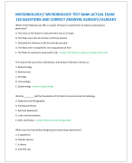 MICROBIOLOGY// MICROBIOLOGY TEST BANK ACTUAL EXAM  130 QUESTIONS AND CORRECT ANSWERS ALREADY//ALREADY