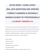 NR 603 WEEK 1 EXAM LATEST 2024_2025 QUESTIONS AND VERIFIED CORRECT ANSWERS & RATIONALE RANKED AS BEST BY PROFESSIONALS ( ALREADY GRADED A+)