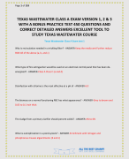 TEXAS WASTEWATER CLASS A EXAM VERSION 1, 2 & 3 WITH A BONUS PRACTICE TEST 450 QUESTIONS AND CORRECT DETAILED ANSWERS EXCELLENT TOOL TO STUDY TEXAS WASTEWATER COURSE