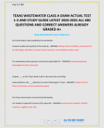 TEXAS WASTEWATER CLASS A EXAM ACTUAL TEST 1-3 AND STUDY GUIDE LATEST 2024-2025 ALL 400 QUESTIONS AND CORRECT ANSWERS ALREADY GRADED A+