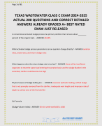 TEXAS WASTEWATER CLASS B EXAM ACTUAL EXAM QUESTIONS AND CORRECT ANSWERS ALREADY GRADED A+