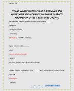 TEXAS WASTEWATER CLASS D EXAM ALL 350 QUESTIONS AND CORRECT ANSWERS ALREADY GRADED A+ LATEST 2024-20