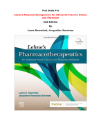 Test Bank For Lehne's Pharmacotherapeutics for Advanced Practice Nurses and Physician  2nd Edition By Laura Rosenthal, Jacqueline Burchum |All Chapters, Complete Q & A, Latest 2024|