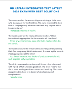 OB KAPLAN INTEGRATED TEST LATEST 2024 EXAM WITH BEST SOLUTIONS
