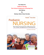 Test Bank For Pediatric Nursing  The Critical Components of Nursing Care  2nd Edition By Kathryn Rudd, Diane Kocisko |All Chapters, Complete Q & A, Latest 2024|