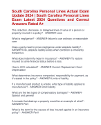 South Carolina Personal Lines Actual Exam Update 2024 | South Carolina Personal Lines Exam Latest 2024 Questions and Correct  Answers Rated A+ | Verified  South Carolina Personal Lines Exam 2024 Quiz with Accurate Solutions Aranking Allpass 