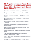 SC Property & Casualty Actual Exam  Update 2024 | SC Property and Casualty  Exam 2024 Questions and Correct  Answers Rated A+ | Verified  SC Property and Casualty  Exam 2024 Quiz with Accurate Solutions Aranking Allpadd