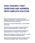 2024 Tooling U Test  Questions and Answers  with complete solution