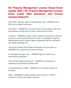 SC Property Management License Actual Exam Update 2024 | SC Property Management License Exam Latest 2024 Questions and Correct  Answers Rated A+ | Verified SC Property Management License Exam 2024 Quiz with Accurate Solutions Aranking Allpass