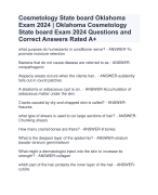 Cosmetology State board Oklahoma Exam 2024 | Oklahoma Cosmetology  State board Exam 2024 Questions and  Correct Answers Rated A+ Allverified Allpass