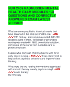 NUR 2459 RASMUSSEN MENTAL  HEALTH EXAM MODULES 1-3  QUESTIONS AND CORRECTLY  ANSWERED EXAM LATEST  V