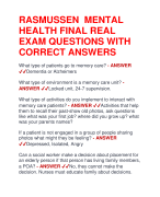 RASMUSSEN MENTAL HEALTH FINAL REAL  EXAM QUESTIONS WITH  CORRECT ANSWERS