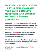MARYVILLE NURS 611 EXAM  1 PATHO REAL EXAM AND  TEST BANK COMPLETE  QUESTIONS AND CORRECT  DETAILED ANSWERS  |GRADED A+