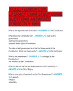 (FCLE) FLORIDA CIVIC  LITERACY EXAM STUDY GUIDE  QUESTIONS ANSWERED  CORRECTLY 100%