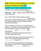 1080 STUDY GUIDE MODULE 1: TCOLE RULES & REGULATIONS/51 QUESTIONS AND ANSWERS (A+)