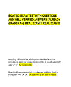 BOATING EXAM TEST WITH QUESTIONS  AND WELL VERIFIED ANSWERS [ALREADY  GRADED A+] REAL EXAM!!! REAL EXAM!!!