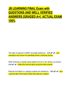 JB LEARNING FINAL Exam with  QUESTIONS AND WELL VERIFIED  ANSWERS [GRADED A+] ACTUAL EXAM  100%