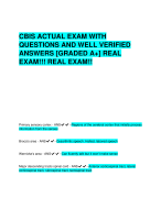 CBIS ACTUAL EXAM WITH  QUESTIONS AND WELL VERIFIED  ANSWERS [GRADED A+] REAL EXAM!!! REAL EXAM!!