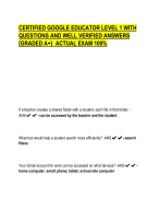 CERTIFIED GOOGLE EDUCATOR LEVEL 1 WITH  QUESTIONS AND WELL VERIFIED ANSWERS  [GRADED A+} ACTUAL EXAM 100%