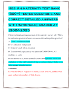Hesi rn maternity test bank (300+) tested questions and correct detailed answers with rationale| graded a+ |2024-2025
