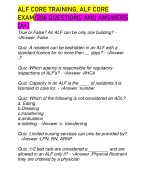ALF CORE TRAINING, ALF CORE EXAM/306 QUESTIONS AND ANSWERS (A+)