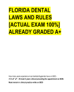 FLORIDA DENTAL  LAWS AND RULES  [ACTUAL EXAM 100%]  ALREADY GRADED A+