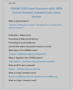 PMHNP 2024 Exam Questions with 100%  Correct Answers Updated Exam Latest  Version