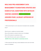 WGU D426 PRE-ASSESSMENT DATA MANAGEMENT FOUNDATIONS UPDATED 2024 EXAM ACTUAL QUESTIONS WITH DETAILED VERIFIED ANSWERS (100% CORRECT) ASSURED PASS | ALREADY APPROVED BY PROFESSIONALS 