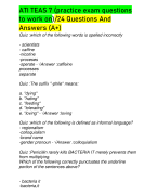 ATI TEAS 7 (practice exam questions to work on)/24 Questions And Answers (A+)