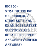 BIO250 - Straighterline  microbiology  study set Final  EXAM 2024 LATEST  QUESTIONS AND  DETAILED CORRECT  ANSWERS (VERIFIED  ANSWERS)