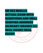 NR 503 Midterm ACTUAL EXAM WITH  QUESTIONS AND WELL  VERIFIED ANSWERS  [ALREADY GRADED A+]  REAL EXAM!! REAL  EXAM!!