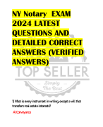 NY Notary EXAM  2024 LATEST  QUESTIONS AND  DETAILED CORRECT  ANSWERS (VERIFIED  ANSWERS)