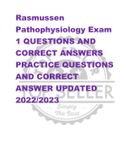 Rasmussen  Pathophysiology  Exam 2 LATEST  VERSION 2023-2024  ACTUAL EXAM  QUESTIONS AND  CORRECT DETAILED  ANSWERS |ALREADY  GRADED A+