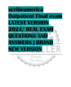 scribeamerica  Outpatient Final exam LATEST VERSION  2024/ REAL EXAM  QUESTIONS AND  ANSWERS | BRAND  NEW VERSION