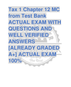 Tax 1 Chapter 12 MC  from Test Bank ACTUAL EXAM WITH  QUESTIONS AND  WELL VERIFIED  ANSWERS  [ALREADY GRADED  A+] ACTUAL EXAM  100%