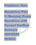Prophecy- core Mandatory part 2 (Nursing) Exam Questions with Correct Verified Answers 2023-2024 Update