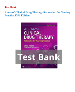 Abrams' Clinical Drug Therapy Rationales for Nursing Practice 12th Edition Geralyn Frandsen Test Bank All Chapters (1-56) | A+ ULTIMATE GUIDE 2023