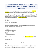 ACCT 526 FINAL EXAM PREP WITH  QUESTIONS AND CORRECT ANSWERS  RATED A+