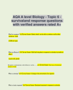 AQA A level Biology - Topic 6 - survival and response questions with verified answers rated A+
