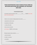 TEXAS WASTEWATER CLASS B EXAM LATEST 2024-2025 ACTUAL EXAM TEST BANK QUESTIONS AND CORRECT ANSWERS