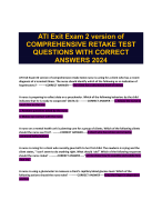 ATI Exit Exam 2 version of  COMPREHENSIVE RETAKE TEST QUESTIONS WITH CORRECT  ANSWERS 2024