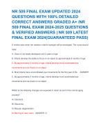 NR 509 FINAL EXAM UPDATED 2024 QUESTIONS WITH 100% DETAILED CORRECT ANSWERS GRADED A+ /NR 509 FINAL EXAM 2024-2025 QUESTIONS & VERIFIED ANSWERS | NR 509 LATEST FINAL EXAM 2024(GUARANTEED PASS)