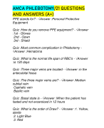 AMCA PHLEBOTOMY/21 QUESTIONS AND ANSWERS (A+)