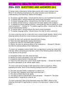 ATI MENTAL HEALTH PROCTORED EXAM REVIEW 2024-2025  QUESTIONS AND ANSWERS (A+)