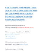 NUR 163 FINAL EXAM NEWEST 2024- 2025 ACTUAL COMPLETE EXAM WITH 150 QUESTIONS WITH CORRECT DETAILED ANSWERS (VERIFIED ANSWERS) GRADED A+