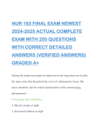NUR 163 FINAL EXAM NEWEST 2024-2025 ACTUAL COMPLETE EXAM WITH 250 QUESTIONS WITH CORRECT DETAILED ANSWERS (VERIFIED ANSWERS) GRADED A+