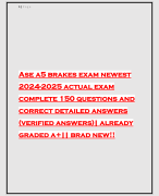 Ase a5 brakes exam newest 2024-2025 actual exam complete 150 questions and correct detailed answers (verified answers)| already graded a+|| brad new!!