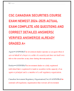 CSC CANADIAN SECURITIES COURSE EXAM NEWEST 2024-2025 ACTUAL EXAM COMPLETE 450 QUESTIONS AND CORRECT DETAILED ANSWERS( VERIFIED ANSWERS)|| ALREADY GRADED A+